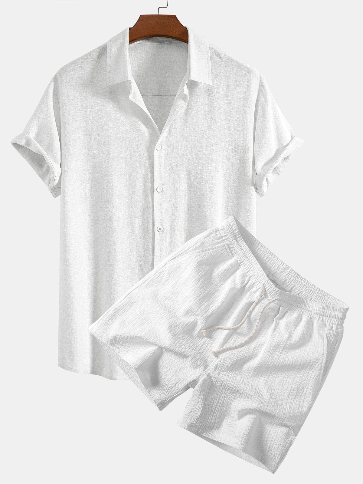 Xavier | Camisa Lino-Rayón y Short - Blanco