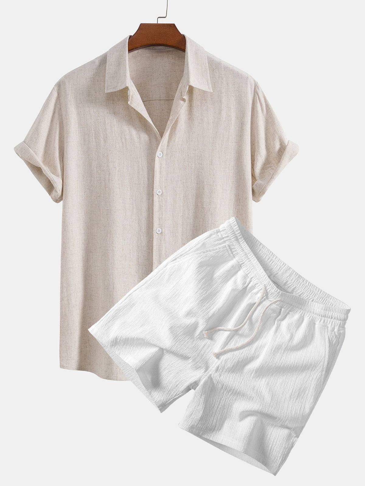Xavier | Camisa Lino-Rayón y Short - Beige