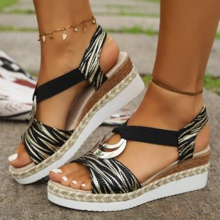 Sandalias Ergonómicas Confort con Cuña - Cebra clásico