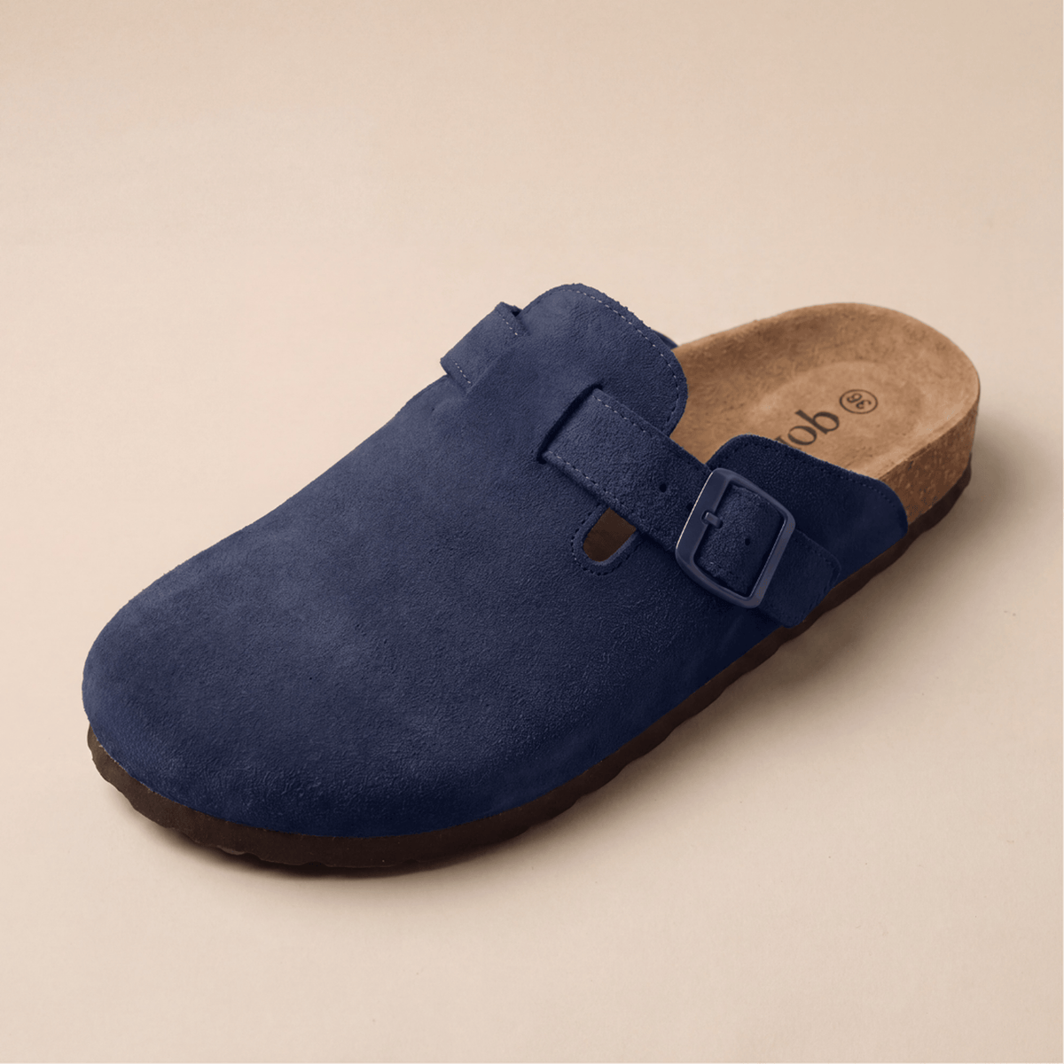 Zuecos de Ante Genuino Sienna - Azul marino
