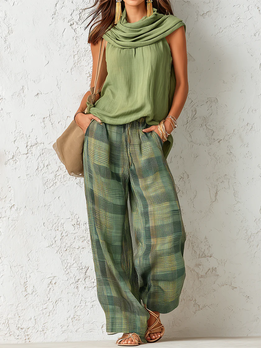 Paloma - Conjunto de Blusa Boho y Pantalón Ancho