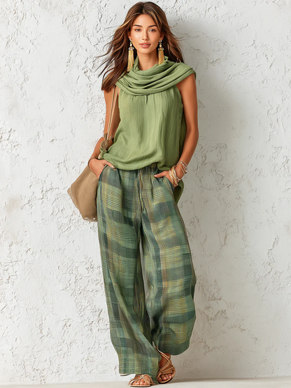 Paloma - Conjunto de Blusa Boho y Pantalón Ancho