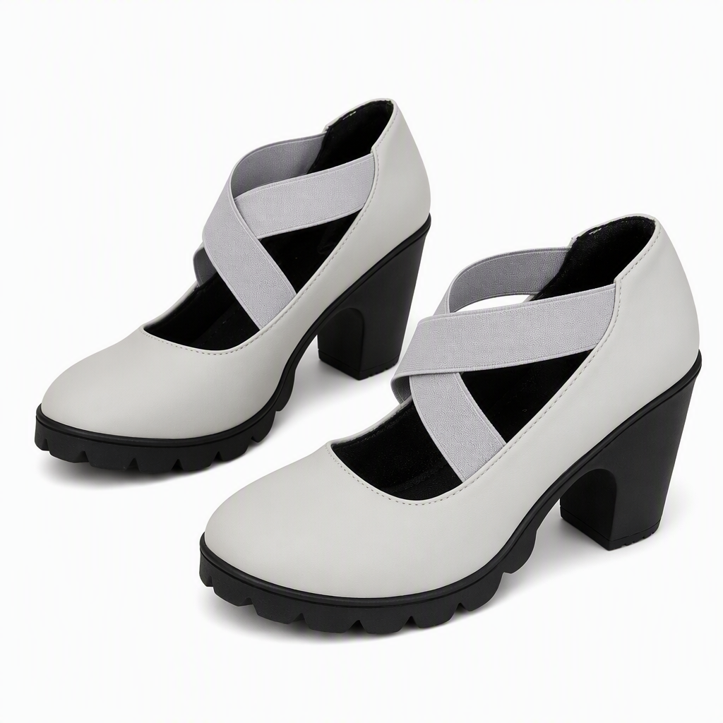 Liora - Zapatos Mary Jane Plataforma con Tiras Cruzadas y Tacón Grueso
