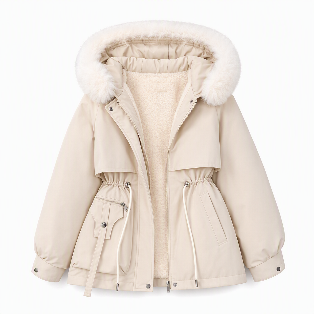 Adalyn - Parka de Invierno Acolchada con Capucha de Piel Sintética
