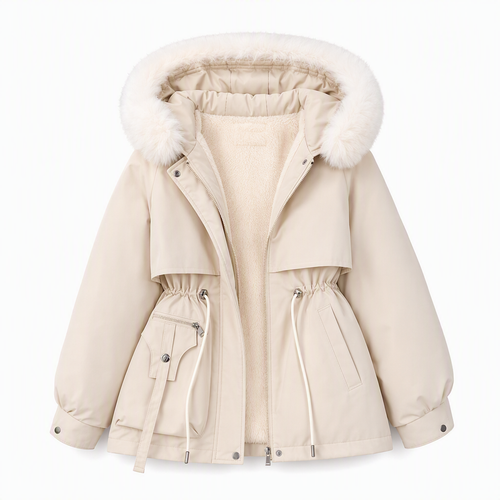 Adalyn - Parka de Invierno Acolchada con Capucha de Piel Sintética