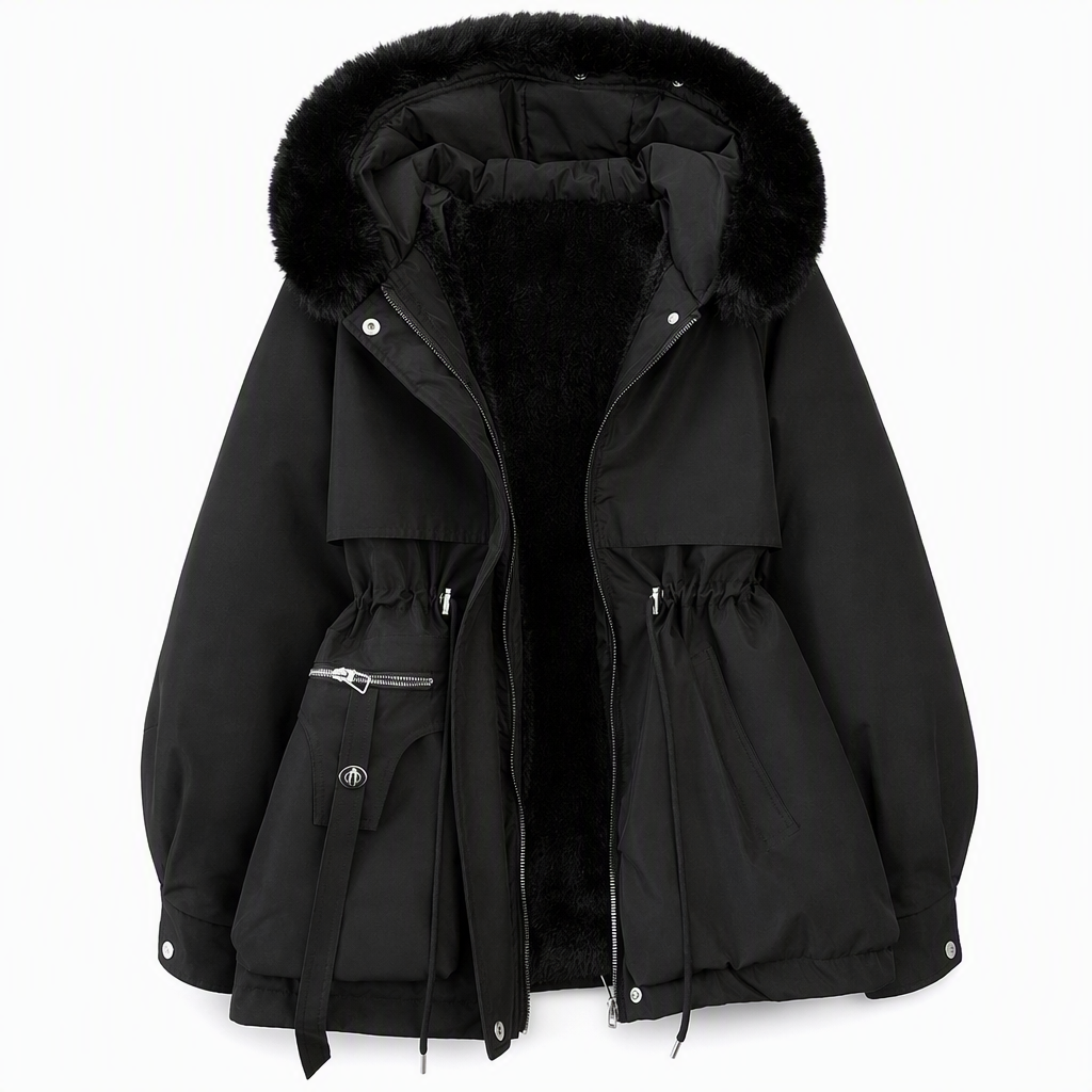 Adalyn - Parka de Invierno Acolchada con Capucha de Piel Sintética