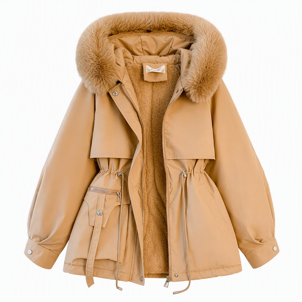 Adalyn - Parka de Invierno Acolchada con Capucha de Piel Sintética