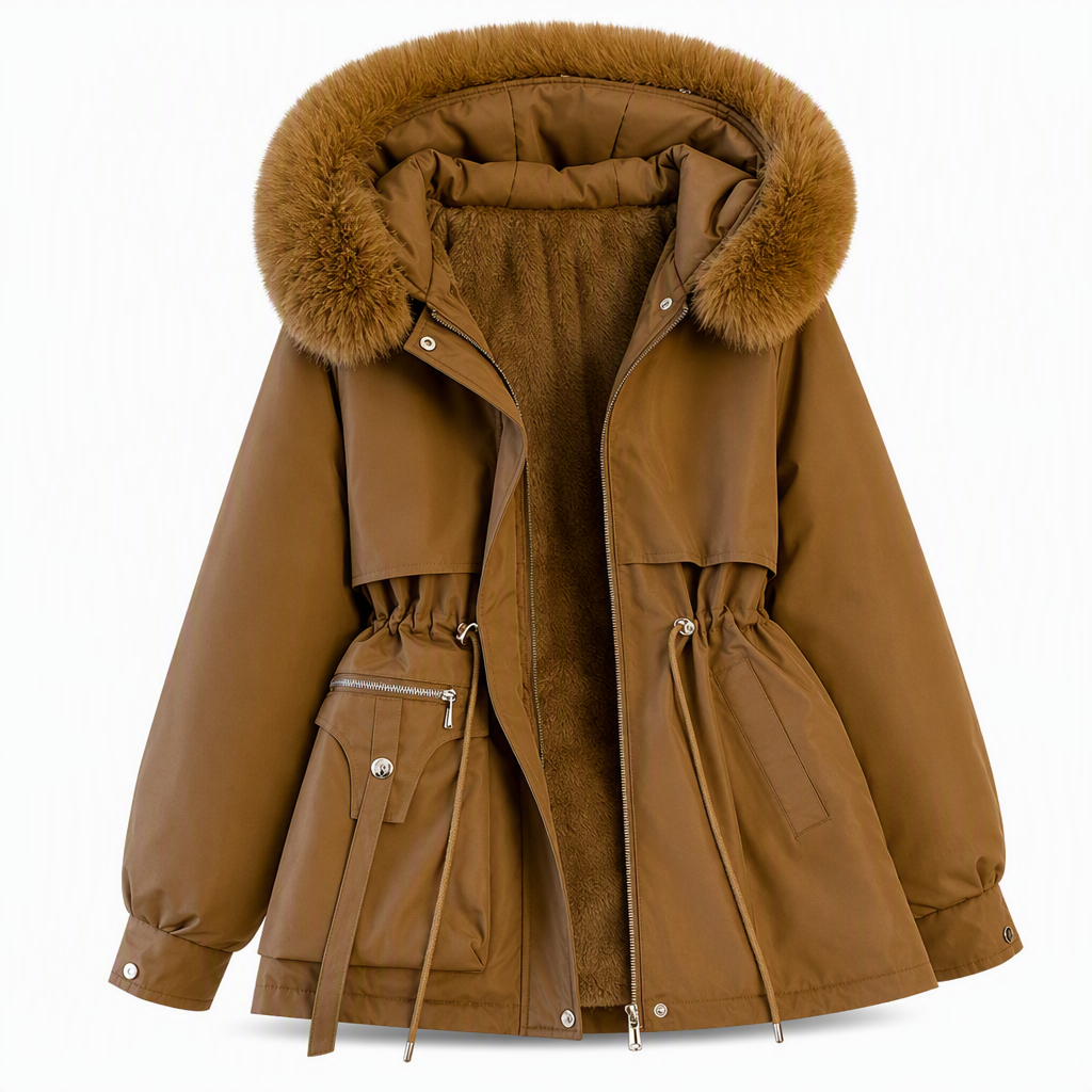 Adalyn - Parka de Invierno Acolchada con Capucha de Piel Sintética