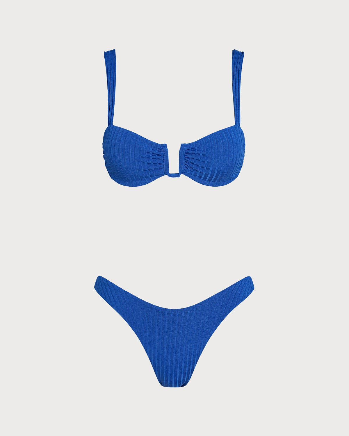 Celeste | Conjunto de bikini azul con textura triangular