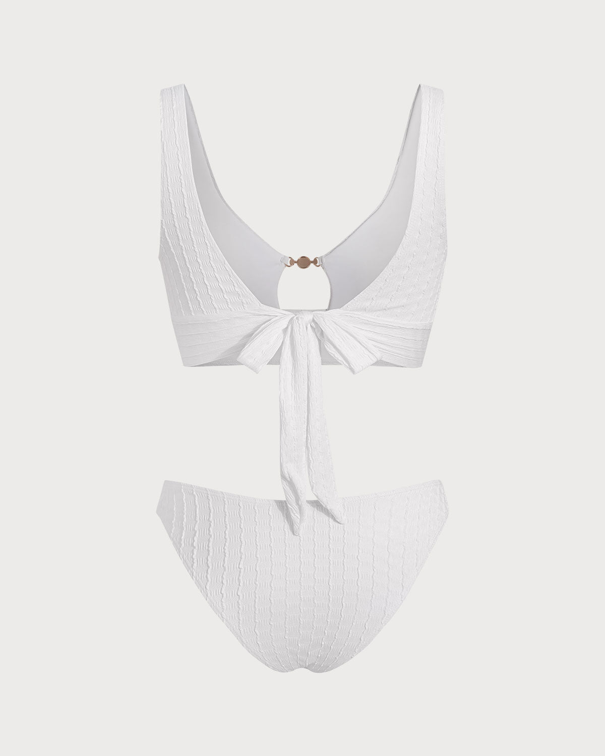 Blanca | Conjunto de bikini blanco con cuello en U y aberturas